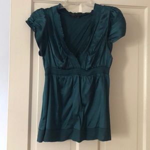 BCBG Maxazria Emerald Green Silk Top